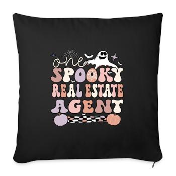 Spooky Agent immobilier Cadeaux d’Halloween - Housse de coussin décorative 45 x 45 cm - noir - Devant