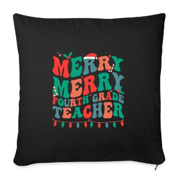 Professeur de 4e année Noël Équipe de quatrième année Noël - Housse de coussin décorative 45 x 45 cm - noir - Devant
