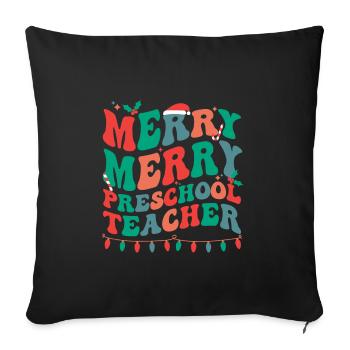 Preschool Teacher Christmas Pre-K Teacher Xmas - Sofa pillowcase 17,3'' x 17,3'' (45 x 45 cm) - black - Front