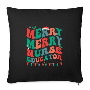 Infirmière enseignante Noël IA Formation en sciences infirmières Noël - Housse de coussin décorative 45 x 45 cm - noir - Devant