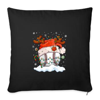 Baseball Noël Joueur de baseball Fête de Noël - Housse de coussin décorative 45 x 45 cm - noir - Devant