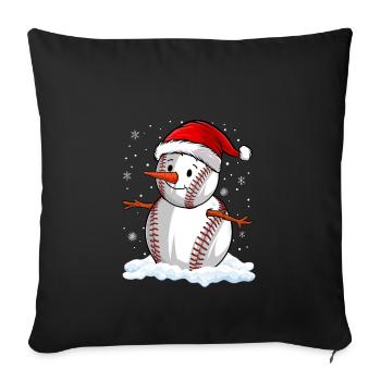 Baseball Noël Joueur de baseball Fête de Noël - Housse de coussin décorative 45 x 45 cm - noir - Devant