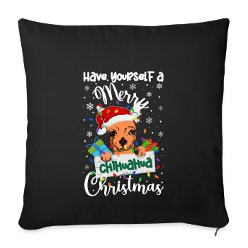 Chihuahua Christmas Party Chihuahua Cadeaux de Noël - Housse de coussin décorative 45 x 45 cm - noir - Devant