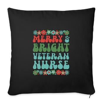 Infirmière vétéran Noël Anciens combattants Soins infirmiers Cadeaux de Noël - Housse de coussin décorative 45 x 45 cm - noir - Devant