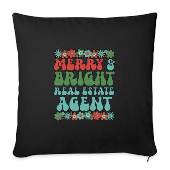 Agent immobilier Noël Immobilier Cadeaux de Noël - Housse de coussin décorative 45 x 45 cm - noir - Devant