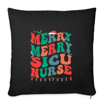 SICU Nurse Christmas Chirurgie ICU Nursing Xmas - Housse de coussin décorative 45 x 45 cm - noir - Devant