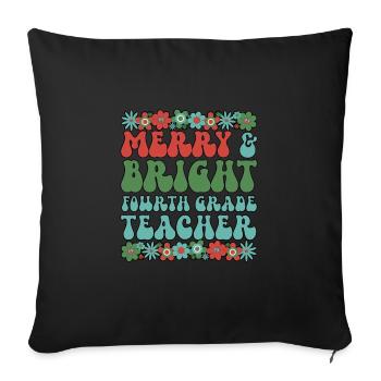 Professeur de 4e année Noël Équipe de quatrième année Noël - Housse de coussin décorative 45 x 45 cm - noir - Devant