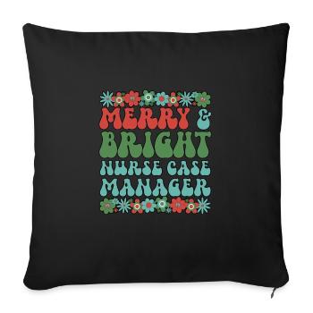 RN Case Manager Christmas Nurse Case Manager Xmas - Sofa pillowcase 17,3'' x 17,3'' (45 x 45 cm) - black - Front