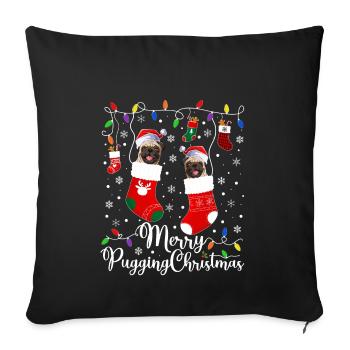 Pug Christmas Gifts Pug Xmas Party Pug Lover - Sofa pillowcase 17,3'' x 17,3'' (45 x 45 cm) - black - Front