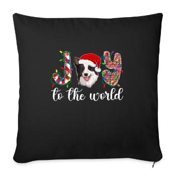 Border Collie Noël Border Collie Cadeaux de Noël - Housse de coussin décorative 45 x 45 cm - noir - Devant