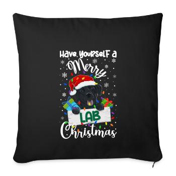 Cadeau de chien d’or de Noël Labrador - Housse de coussin décorative 45 x 45 cm - noir - Devant