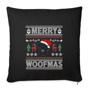Cadeau de chien d’or de Noël Labrador - Housse de coussin décorative 45 x 45 cm - noir - Devant