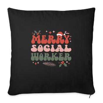 Social Worker Christmas Social Workers Xmas Gifts - Sofakissenbezug 45 x 45 cm - Schwarz - Vorne
