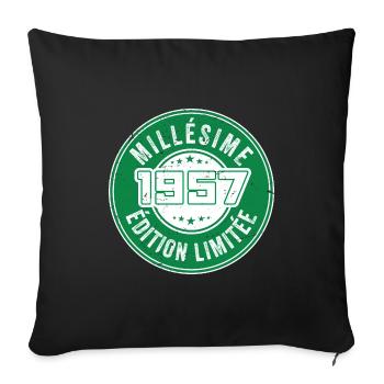 Millésime 1957 | édition limitée Anniversaire 1957 - Housse de coussin décorative 45 x 45 cm - noir - Devant