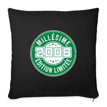 Millésime 2008 | édition limitée Anniversaire 2008 - Housse de coussin décorative 45 x 45 cm - noir - Devant
