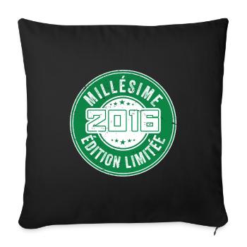 Millésime 2016 | édition limitée Anniversaire 2016 - Housse de coussin décorative 45 x 45 cm - noir - Devant