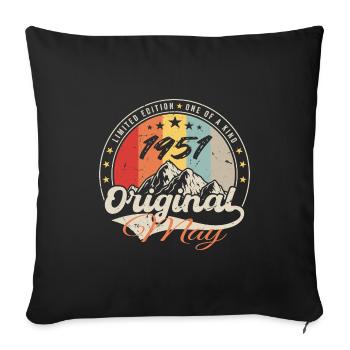 Mai 1951 | Anniversaire 1951 Vintage | May 1951 - Housse de coussin décorative 45 x 45 cm - noir - Devant