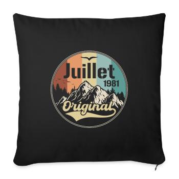 Juillet 1981 Anniversaire Juillet 1981 Juillet - Housse de coussin décorative 45 x 45 cm - noir - Devant