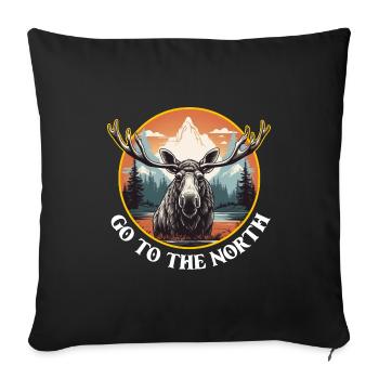 Aller à l’aventure dans le Nord orignal - Housse de coussin décorative 45 x 45 cm - noir - Devant