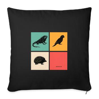 Funny Exotic Pets Retro Animal Grid Design - Sofa pillowcase 17,3'' x 17,3'' (45 x 45 cm) - black - Front
