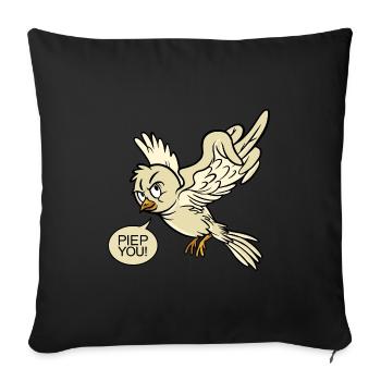 Fuck You böse wütend frech Vogel Piep Tier lustig - Sofakissenbezug 45 x 45 cm - Schwarz - Vorne