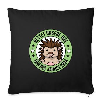 Tier des Jahres 2024 Stacheltier Rettet den Igel - Sofakissenbezug 45 x 45 cm - Schwarz - Vorne