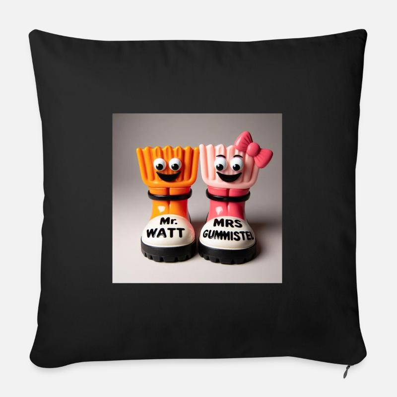 Mr. Watt and Mrs. Wellington Boots - Sofa pillowcase 17,3'' x 17,3'' (45 x 45 cm) - black