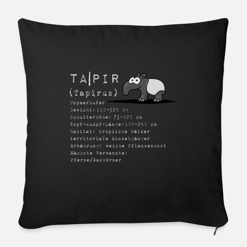 Comic Tapir lustig Wissen Fakten Geschenk - Sofakissenbezug 45 x 45 cm - Schwarz