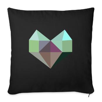 Heart green - Sofa pillowcase 17,3'' x 17,3'' (45 x 45 cm) - black - Front