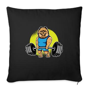 Pomeranian Weightlifting I Funny Deadlift Fitness - Sofa pillowcase 17,3'' x 17,3'' (45 x 45 cm) - black - Front