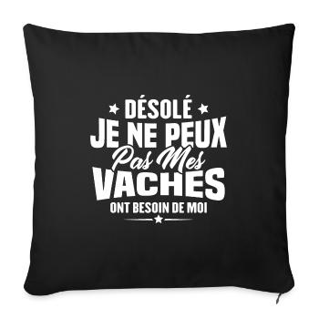 Désolé je ne peux pas mes vaches ont besoin de moi - Housse de coussin décorative 45 x 45 cm - noir - Devant