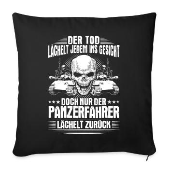 Panzer Panzerfahrer Tank Tanks Geschenk Lächeln - Sofakissenbezug 45 x 45 cm - Schwarz - Vorne
