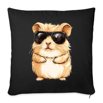 Cooles Meerschweinchen - Sofakissenbezug 45 x 45 cm - Schwarz - Vorne
