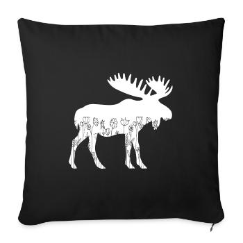 Cute Moose Lover Animal Flowers Floral - Sofa pillowcase 17,3'' x 17,3'' (45 x 45 cm) - black - Front