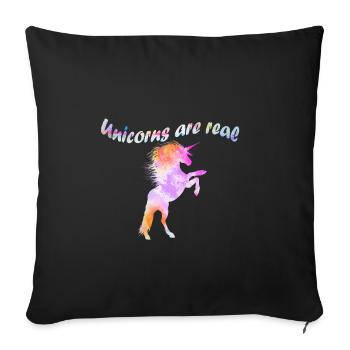 licornes sont réels licornes licorne - Housse de coussin décorative 45 x 45 cm - noir - Devant