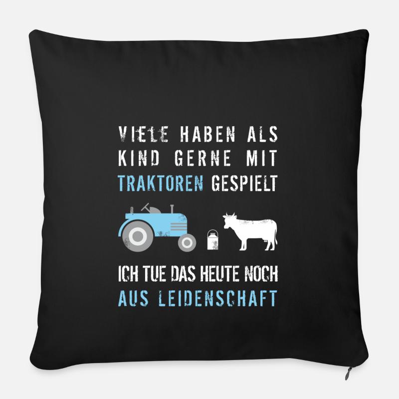 Traktoren Leidenschaft Traktor Trecker Schlepper - Sofakissenbezug 45 x 45 cm - Schwarz