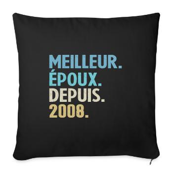Meilleur Époux Depuis 2008 - Housse de coussin décorative 45 x 45 cm - noir - Devant