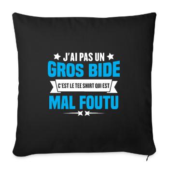 J'ai Pas Un Gros Bide Humour cadeau - Housse de coussin décorative 45 x 45 cm - noir - Devant