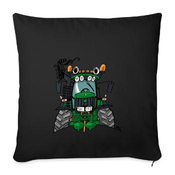 0427 tracteur vert 6620 - Housse de coussin décorative 45 x 45 cm - noir - Devant