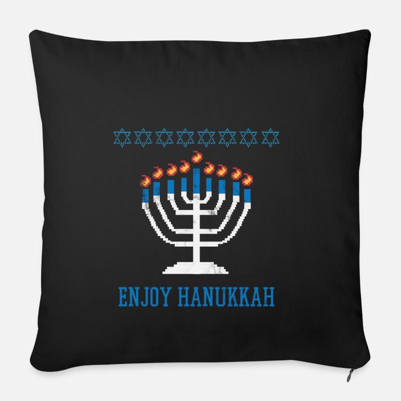Ugly Hanukkah, Chanukkah, Lichterfest, Geschenk - Sofakissenbezug 45 x 45 cm - Schwarz