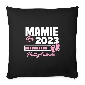 Mamie en 2023 / Cadeau future mamie 2023 - Housse de coussin décorative 45 x 45 cm - noir - Devant