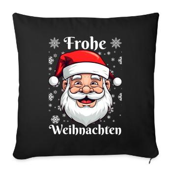 Lustig Weihnachtsmann Frohe Weihnachten - Sofakissenbezug 45 x 45 cm - Schwarz - Vorne