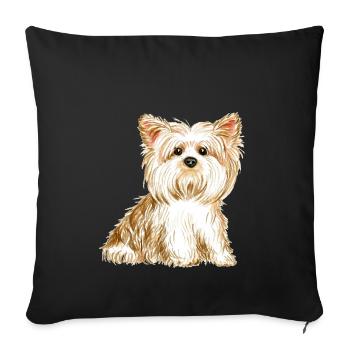chien Yorkshire terrier - chien mignon - Housse de coussin décorative 45 x 45 cm - noir - Devant