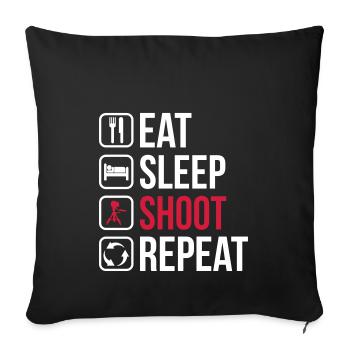 Mangez le sommeil Tirer Répéter - Housse de coussin décorative 45 x 45 cm - noir - Devant