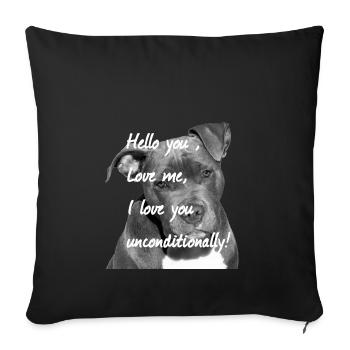 Staffordshire, visage de chien, tête de chien, - Housse de coussin décorative 45 x 45 cm - noir - Devant