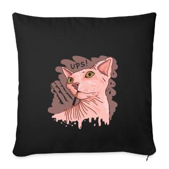 Sphynx cat with cigarette - Sofa pillowcase 17,3'' x 17,3'' (45 x 45 cm) - black - Front