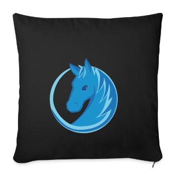 Horse Logo Circle Flat Design blue - Sofa pillowcase 17,3'' x 17,3'' (45 x 45 cm) - black - Front