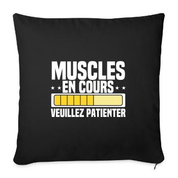 Muscles En Cours Muscu Humoristique Musculation - Housse de coussin décorative 45 x 45 cm - noir - Devant