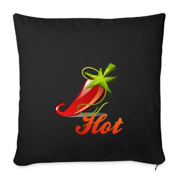 Chili Peperoni Hot Scharf Koch - Sofakissenbezug 45 x 45 cm - Schwarz - Vorne