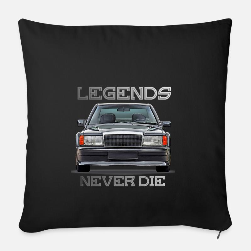 W201 190E legends never die - Sofakissenbezug 45 x 45 cm - Schwarz